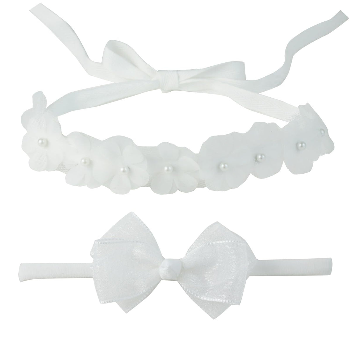 Nihao Baby baptism headband white two-piece set for christening photos