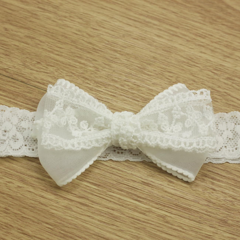 Nihao Baby ivory lace headband suitable for Baptism and weddings