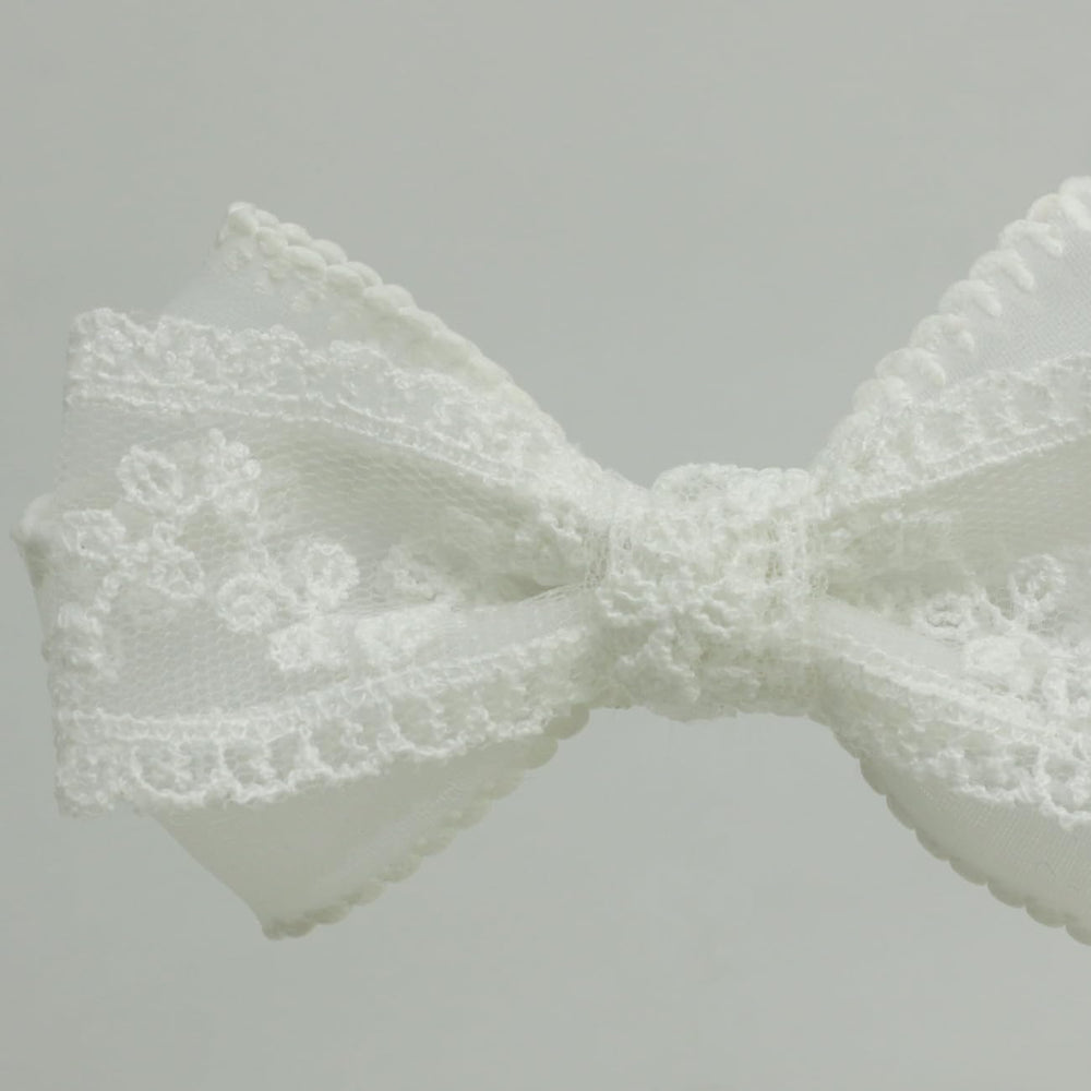 Nihao Baby lace bow headband, soft adjustable fit for delicate baby hair
