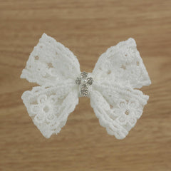 Nihao Baby lace bow close-up highlighting delicate craftsmanship for special occasions