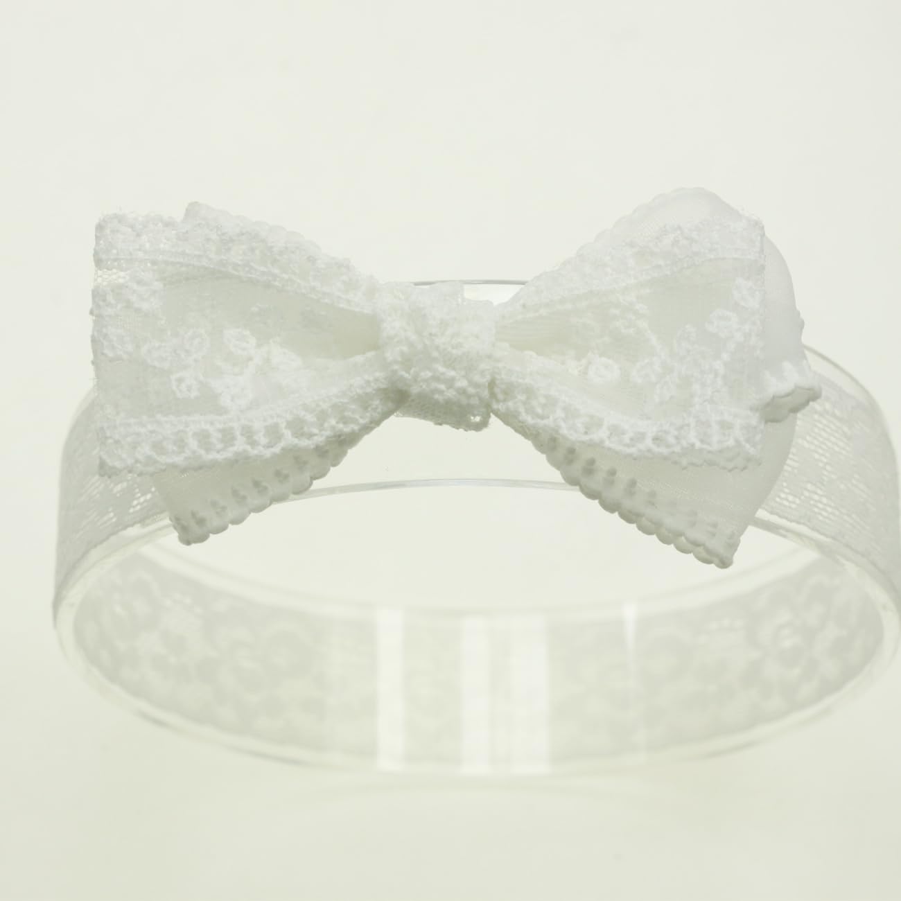 Nihao Baby off-white lace bow headband with soft stretch for newborns