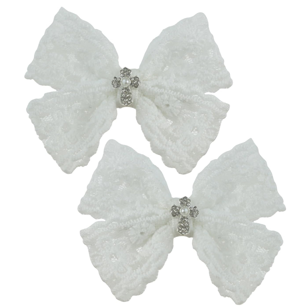 Nihao Baby white baptism bow with clip, ideal for christening ceremonies