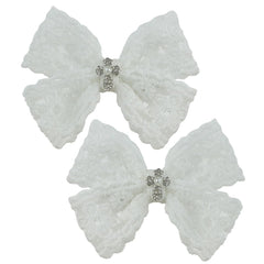Nihao Baby white baptism bow with clip, ideal for christening ceremonies