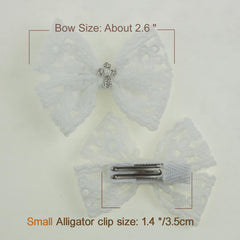 Nihao Baby white bow headband option for coordinated christening looks