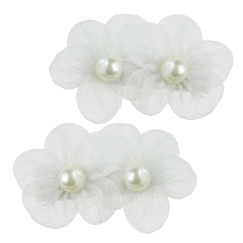 Nihao Baby white flower hair clip with 1.4-inch alligator grip for secure baptism outfits