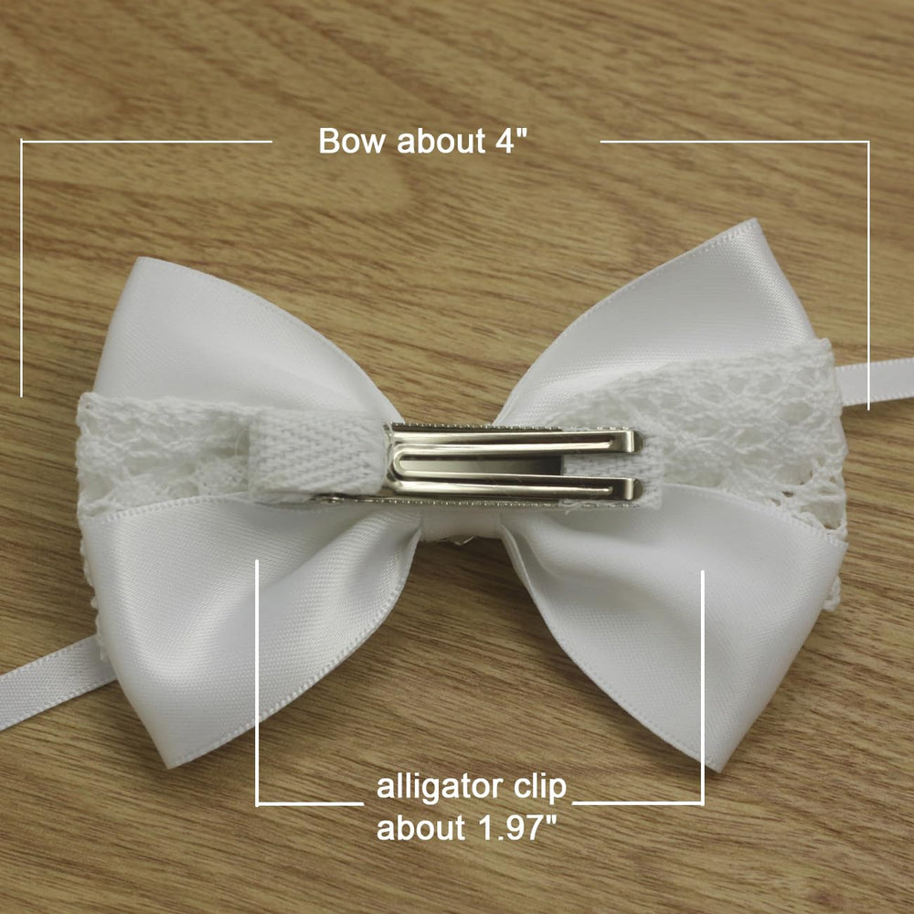 Nihao Baby white lace bow headband for versatile ceremony looks.