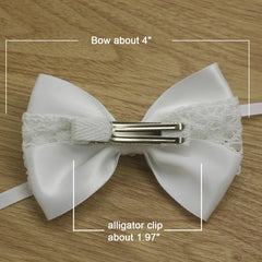 Nihao Baby white lace bow headband for versatile ceremony looks.
