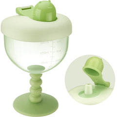 NiHome 6oz baby goblet cup with lid in green, leak-proof design for travel.