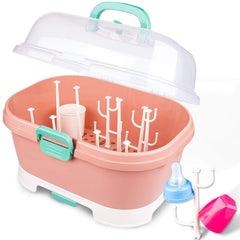 NiHome baby bottle drying rack with anti-dust lid keeps bottles clean and organized.
