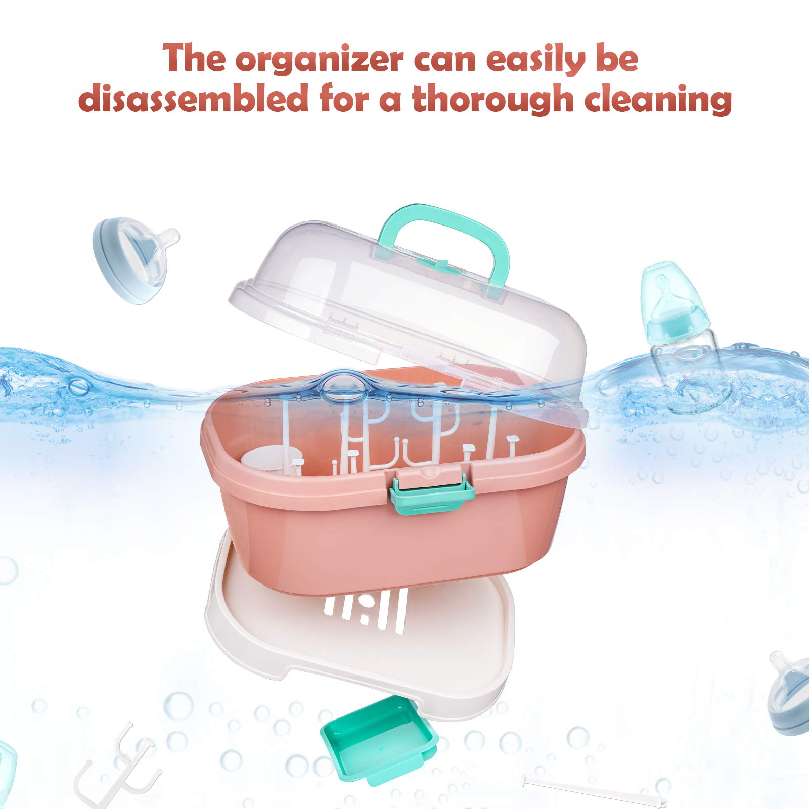 NiHome pink container with transparent lid adds style and visibility.