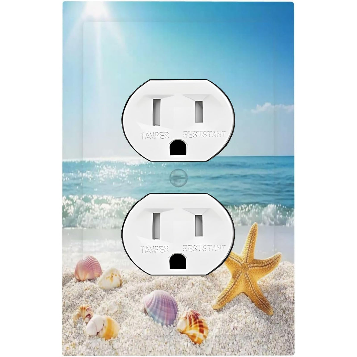 Nijuodnijir seashell starfish 1-gang outlet cover enhances beach-themed decor with durability