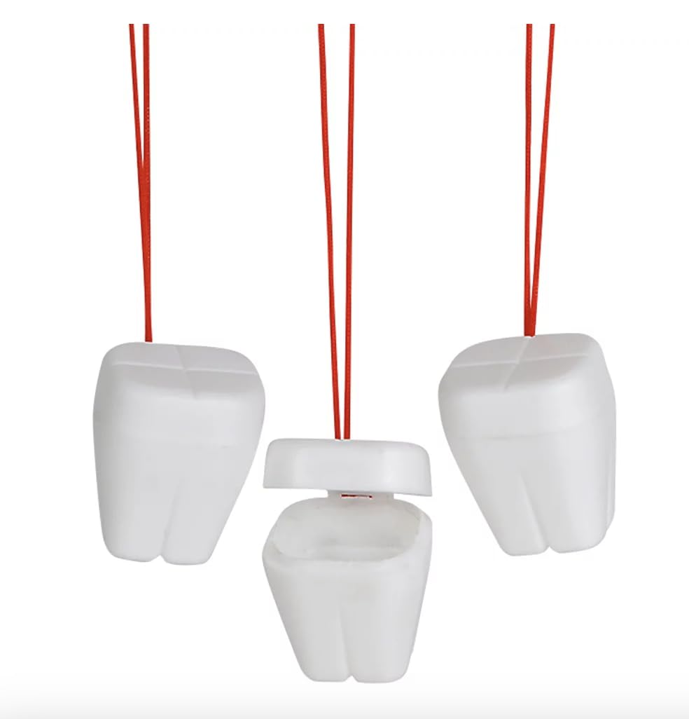Nikki's Knick Knacks tooth saver necklace close-up for storing baby teeth as keepsakes.