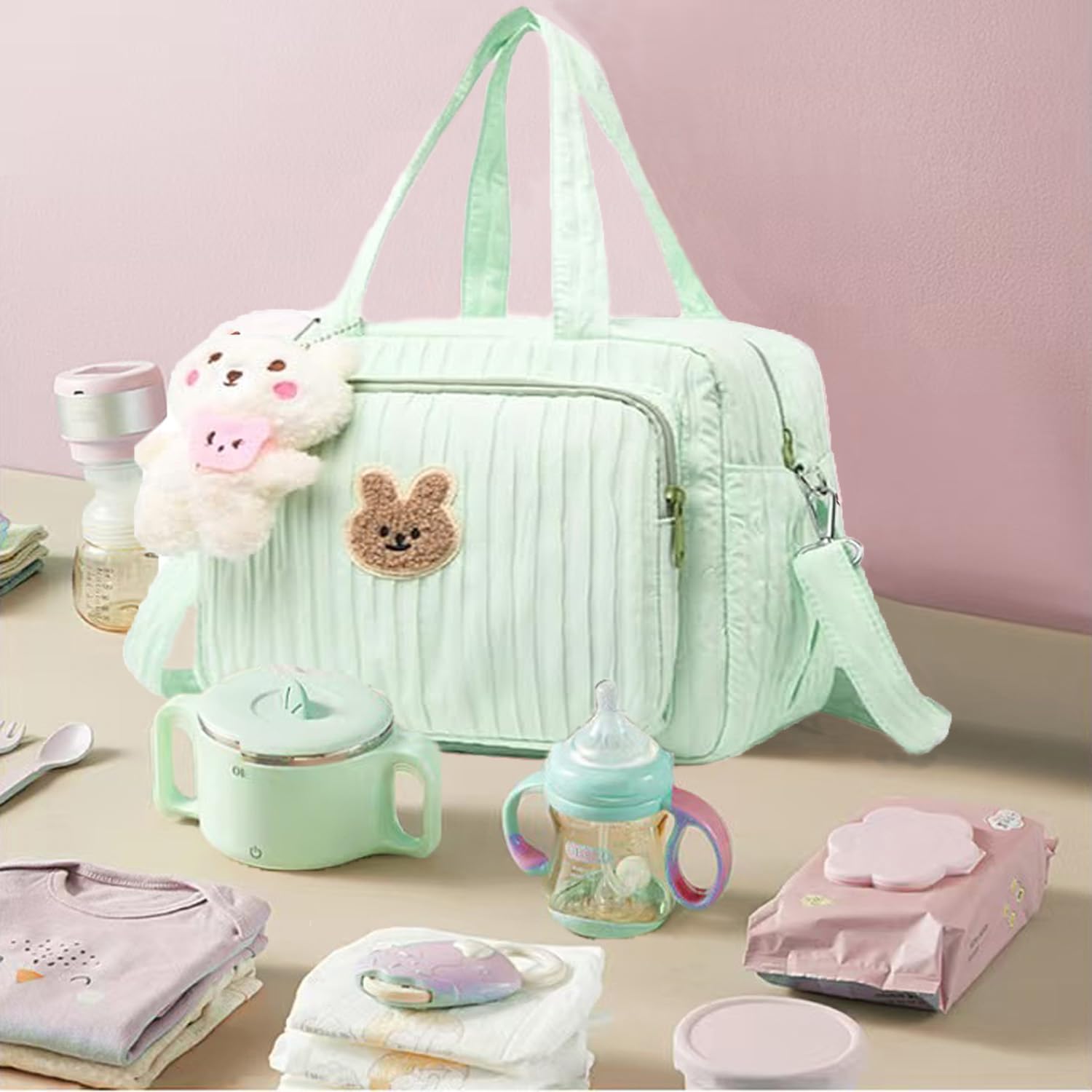 NIKUKY Diaper Bag Tote interior pockets for organized baby essentials