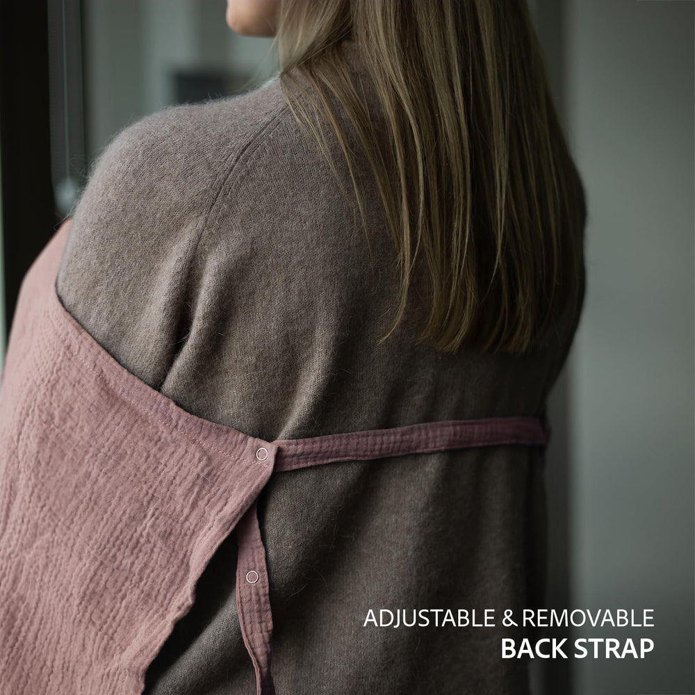 Adjustable neck and back straps secure private nursing.