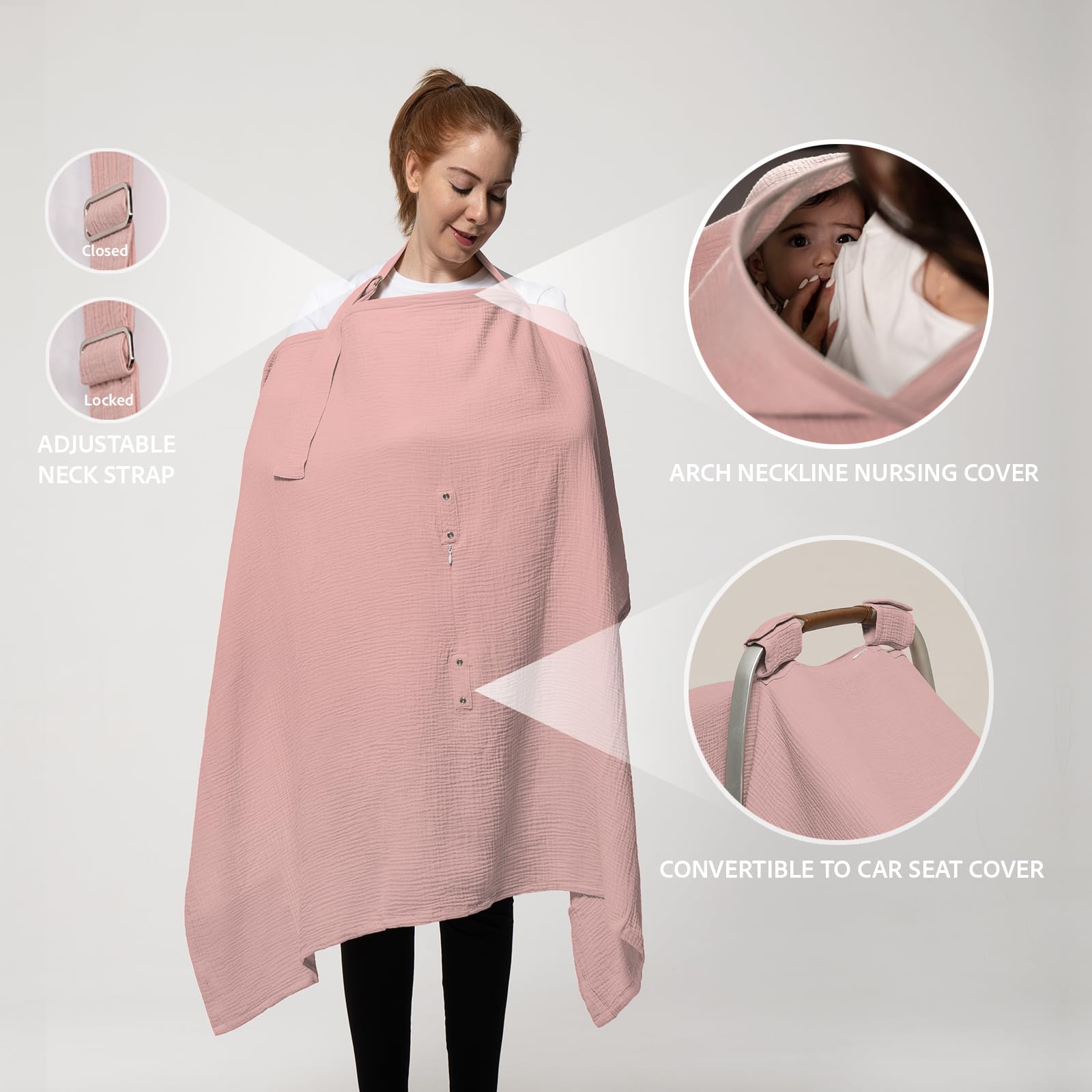 Soft cotton muslin fabric that stays breathable and gentle.
