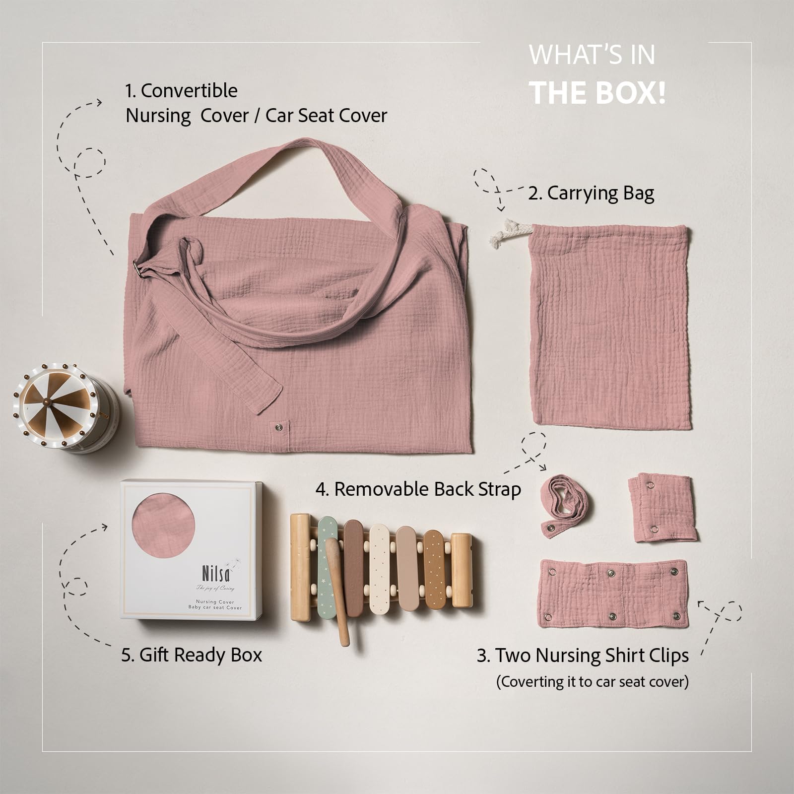 Nilsa nursing cover with rigid hoop provides structured privacy.