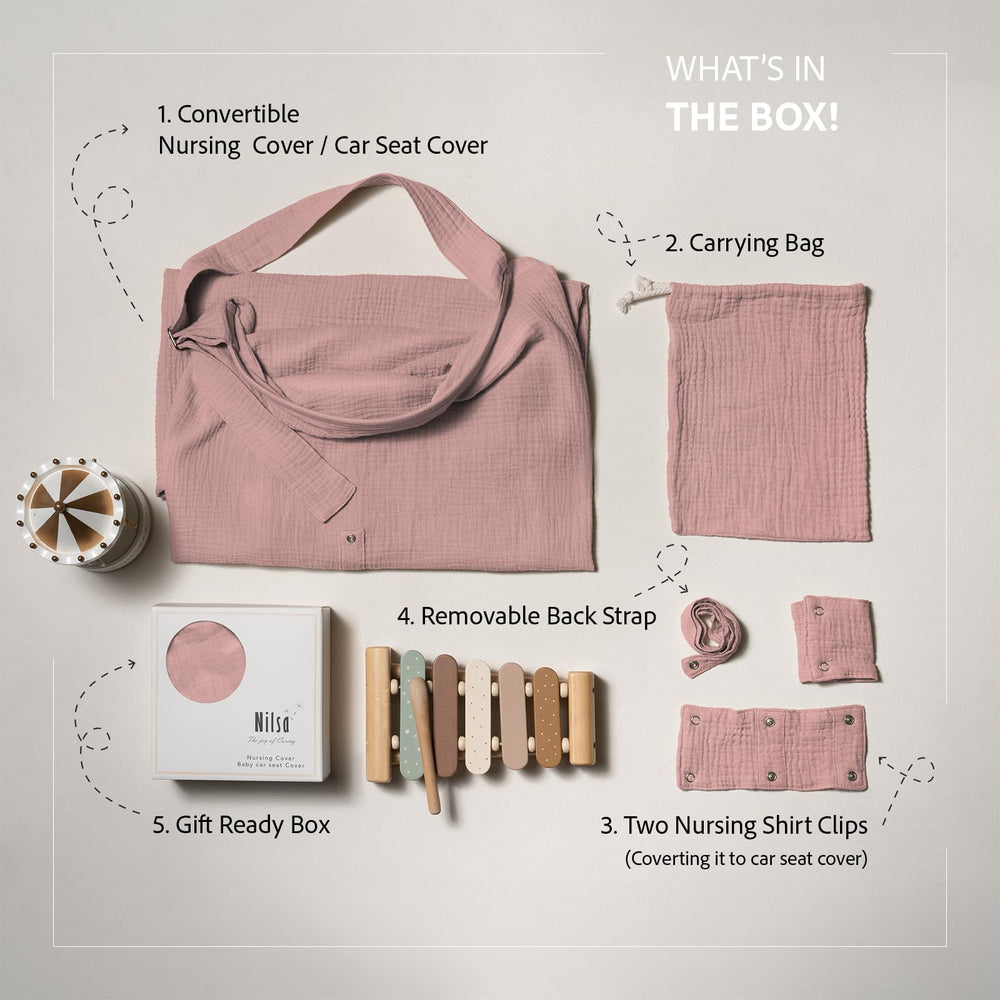 Nilsa nursing cover with rigid hoop provides structured privacy.
