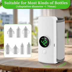 Niluto bottle warmer on the go fits in a diaper bag for quick feeds.