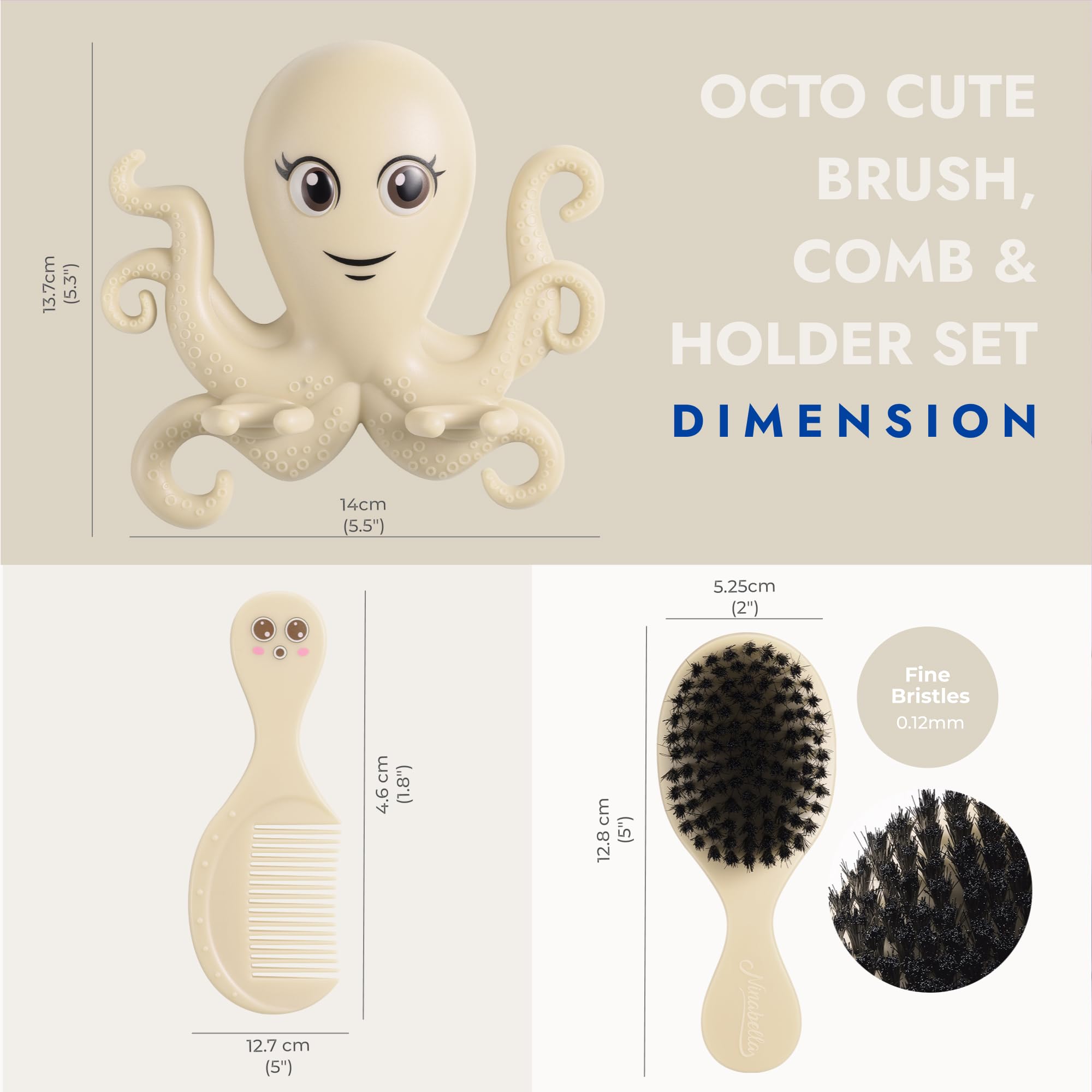 Ninabella ultra-soft brush detangles newborn hair without pulling.