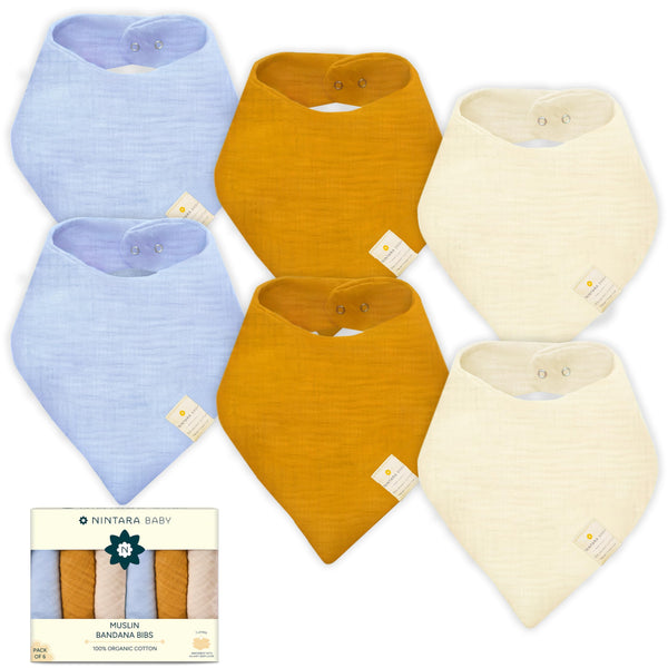 NINTARABABY Bandana Bib with 7-layer absorbent core for mess-free meals.