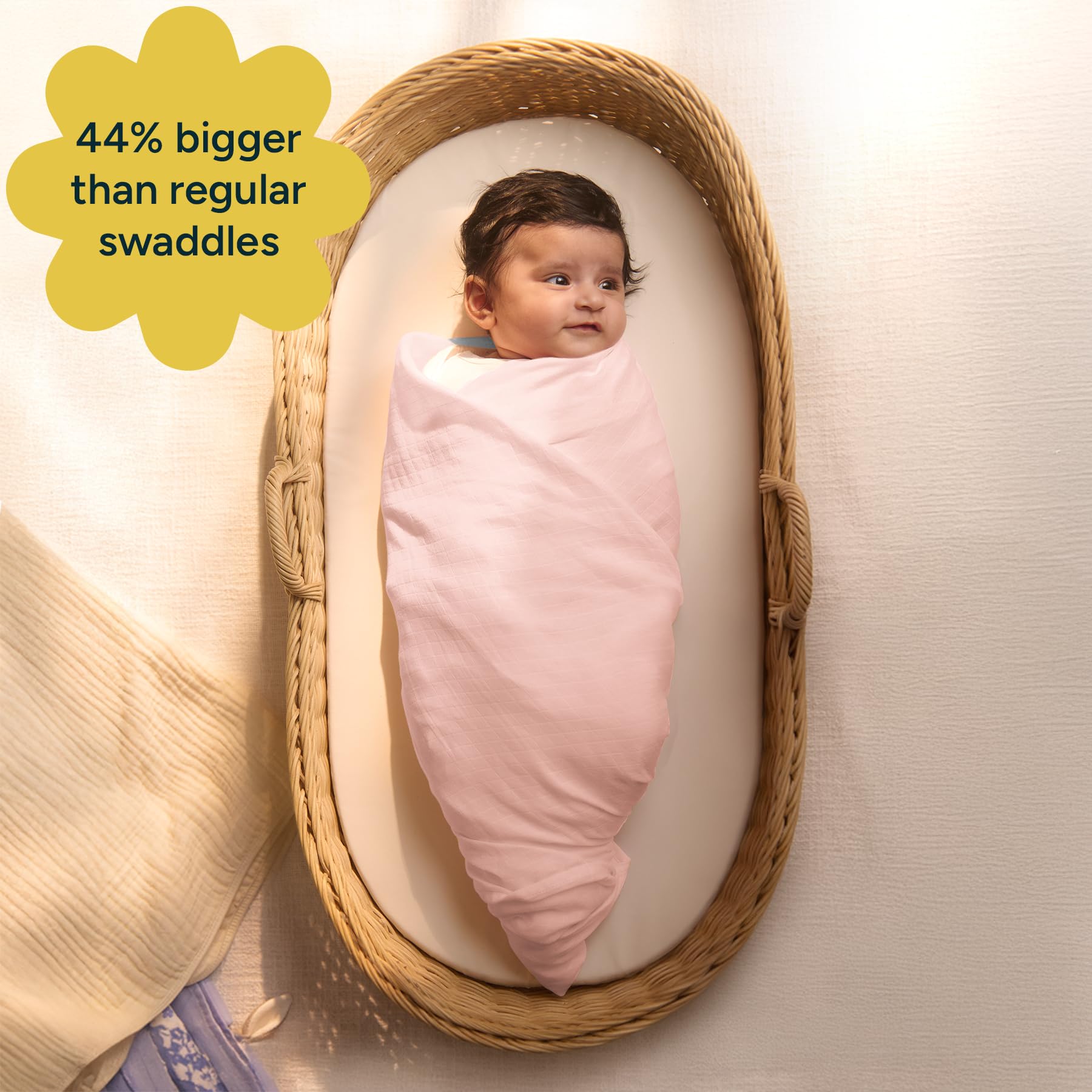 NINTARABABY soft pink swaddle ideal for daily use and comfortable naps
