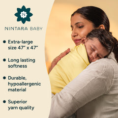 NINTARABABY fabric closeup reveals two-layer organic cotton softness you can feel