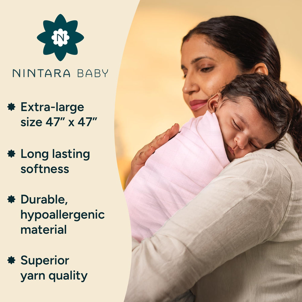 NINTARABABY close-up of two-layer muslin fabric weave