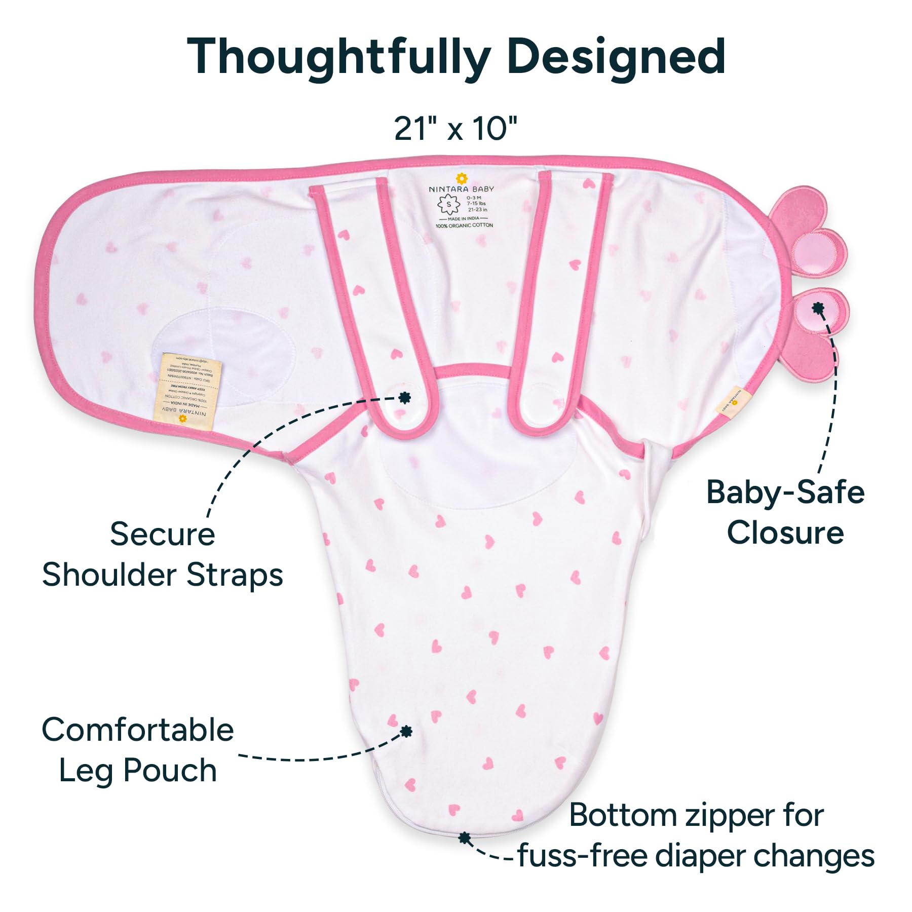 NINTARABABY organic cotton swaddle closeup showing ultra-soft fabric