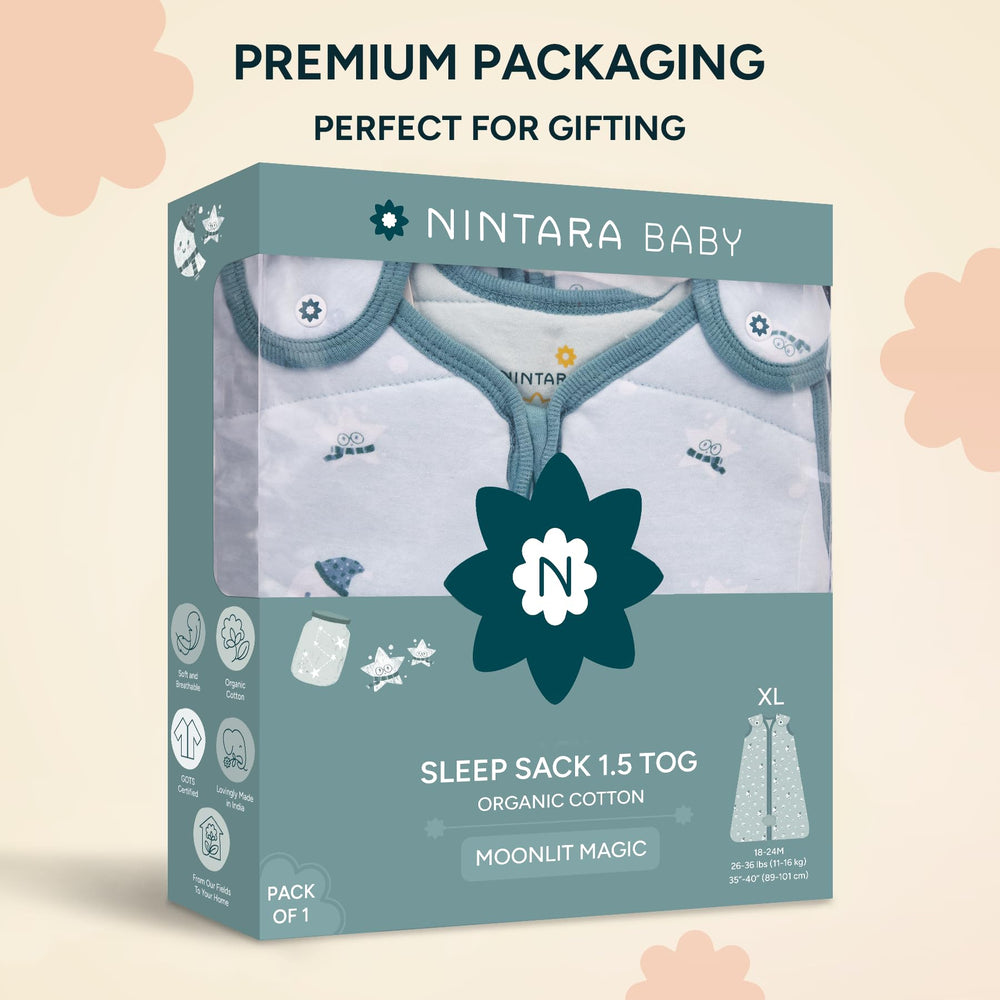 NINTARABABY Sleep Sack gift-ready packaging highlights a thoughtful gift option