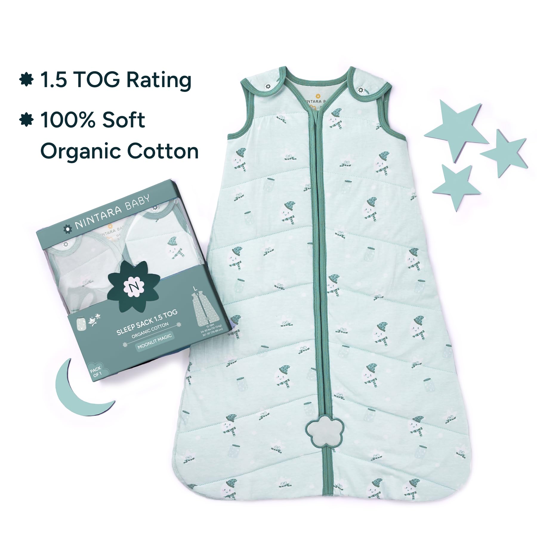 NINTARABABY Sleep Sack zipper-pocket closeup shows secure zipper for quick changes