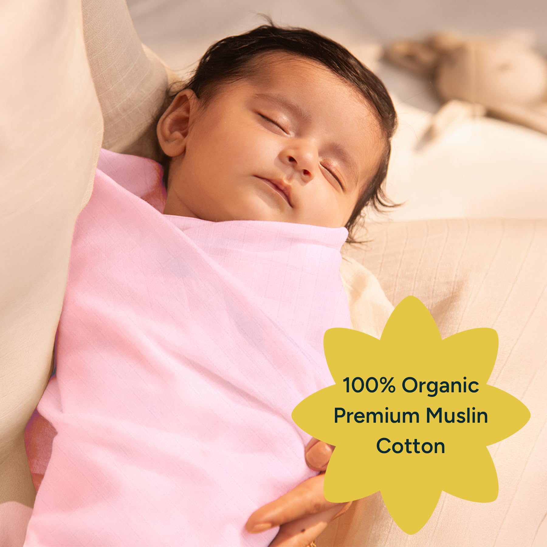 NINTARABABY naptime softness swaddle, breathable muslin for calm naps.