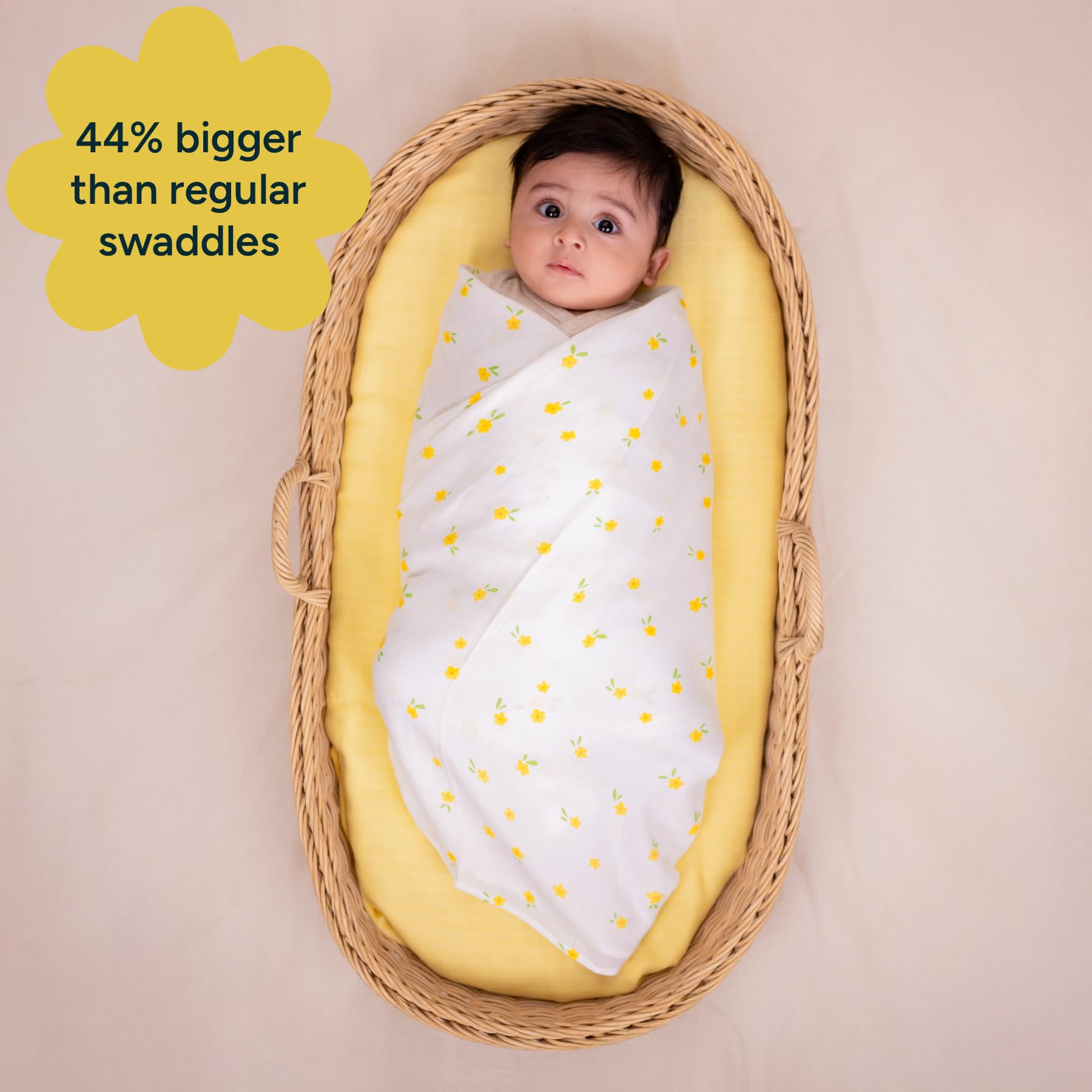 NINTARABABY swaddle solid yellow highlights versatile two-piece set for everyday use