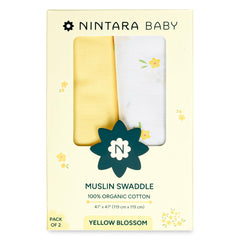 NINTARABABY swaddle yellow blossom shows ultra-soft organic cotton for newborn comfort