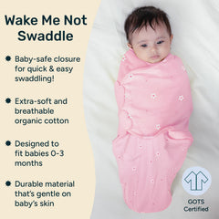 NINTARABABY wake me not swaddle with Pretty Petals supports calm naps