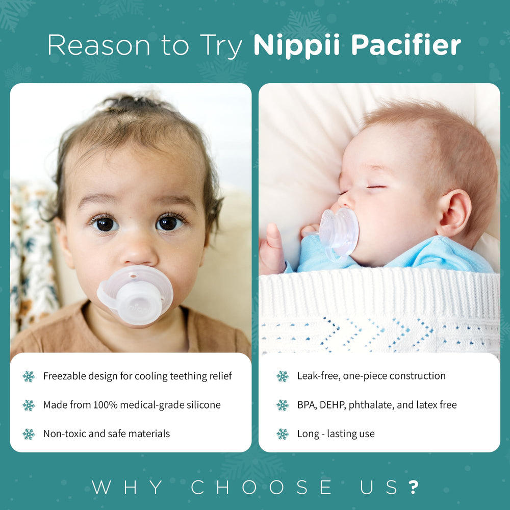 Nippii Freezable Pacifier Teether, close-up silicone detail, medical-grade