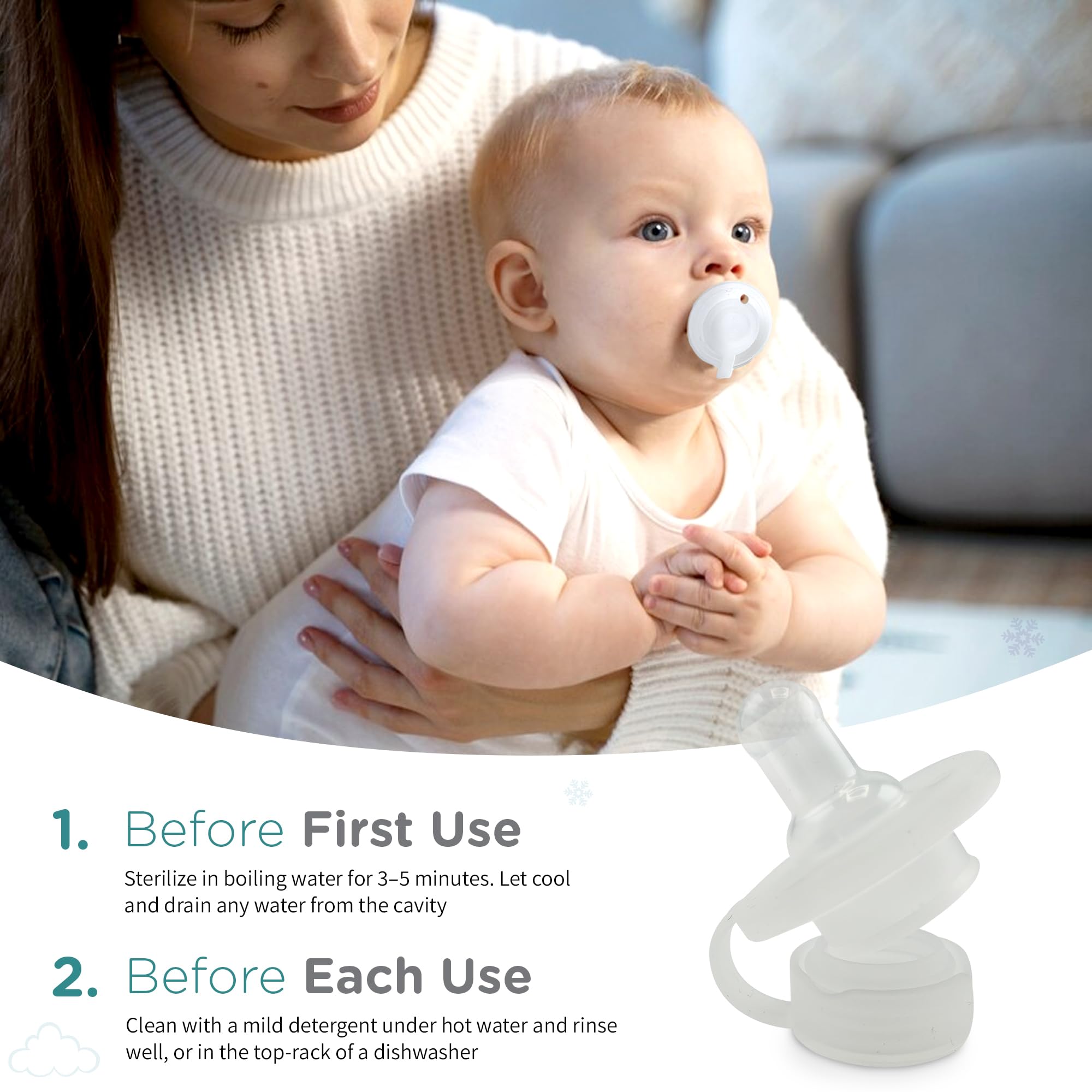 Nippii Freezable Pacifier Teether, dishwasher-safe for quick cleanup