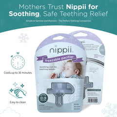 Nippii Freezable Pacifier Teether, side view, soothing gums through cooling