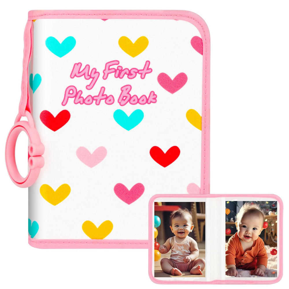 Niselity Baby Photo Book in pink love with soft cloth cover for precious memories.