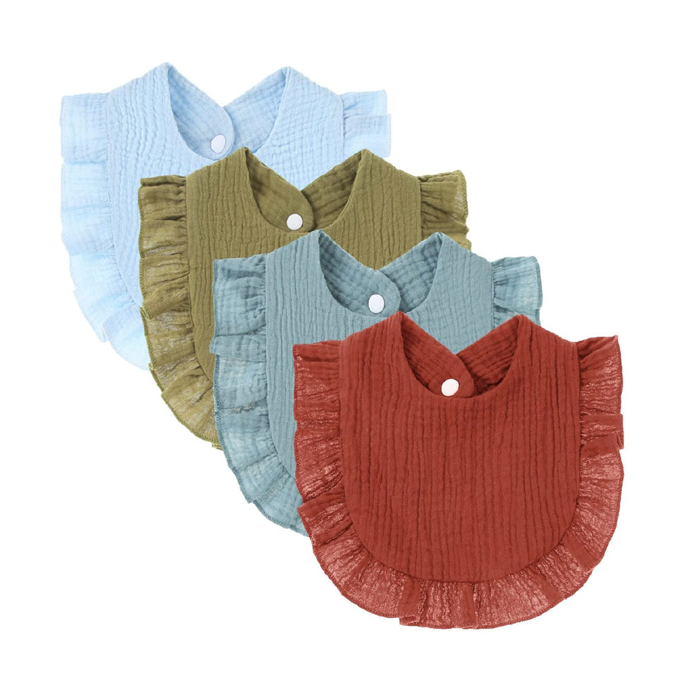Nishine blue drool bibs set providing soft cotton comfort for baby
