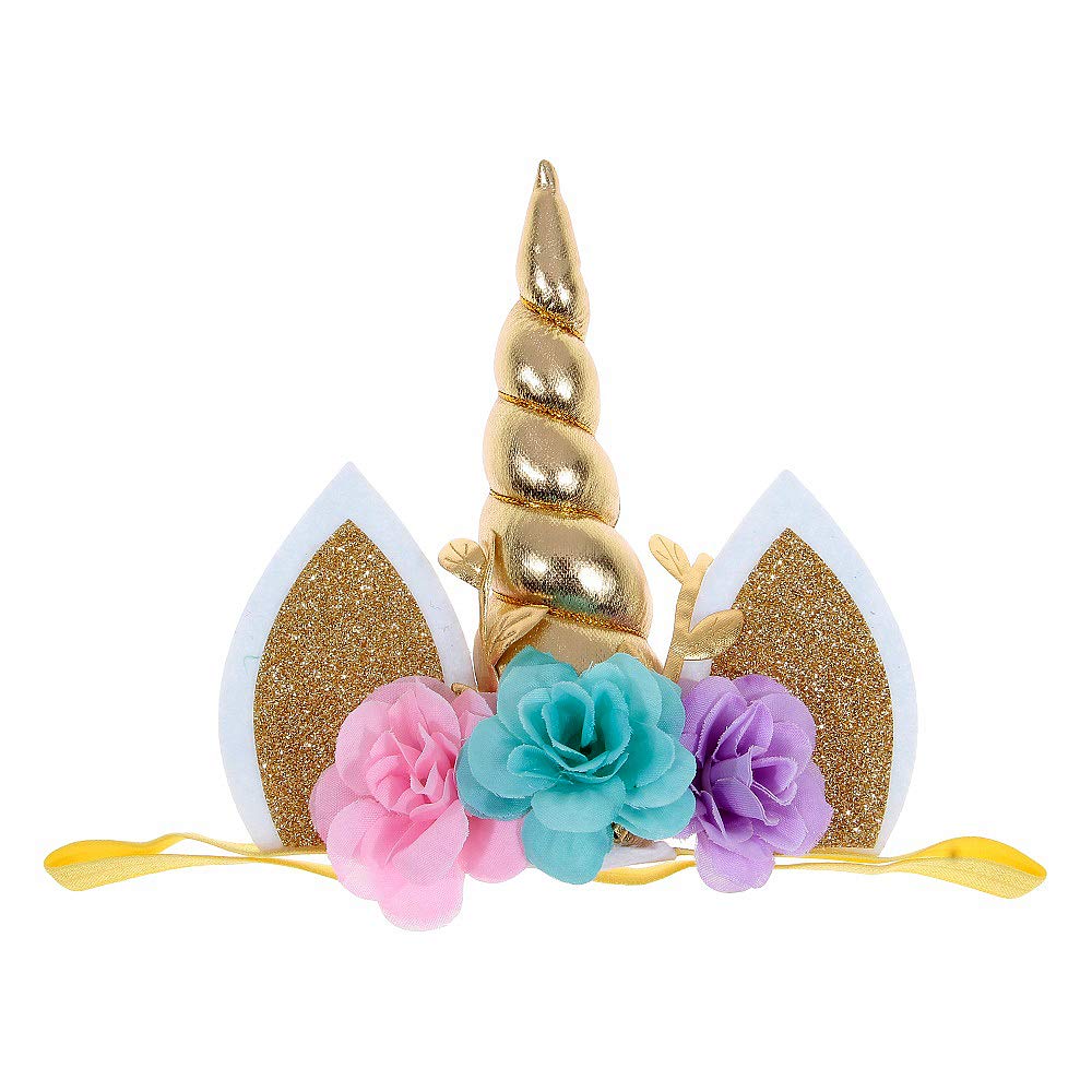Nishine glitter unicorn horn headband for babies, ideal for photos and parties.
