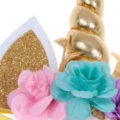 Nishine glitter unicorn horn headband in pink and gold for costumes.