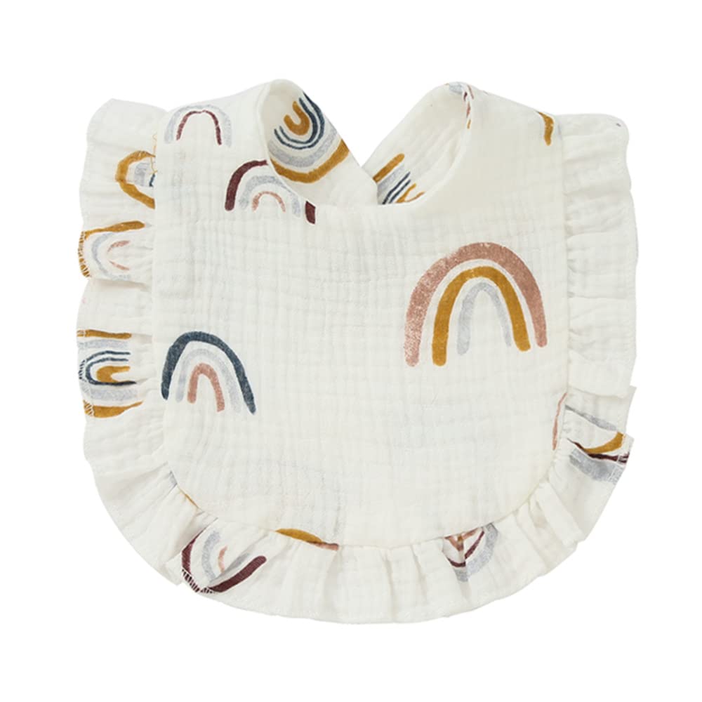 Nishine baby wearing drool bib shows secure button closure and comfy fit