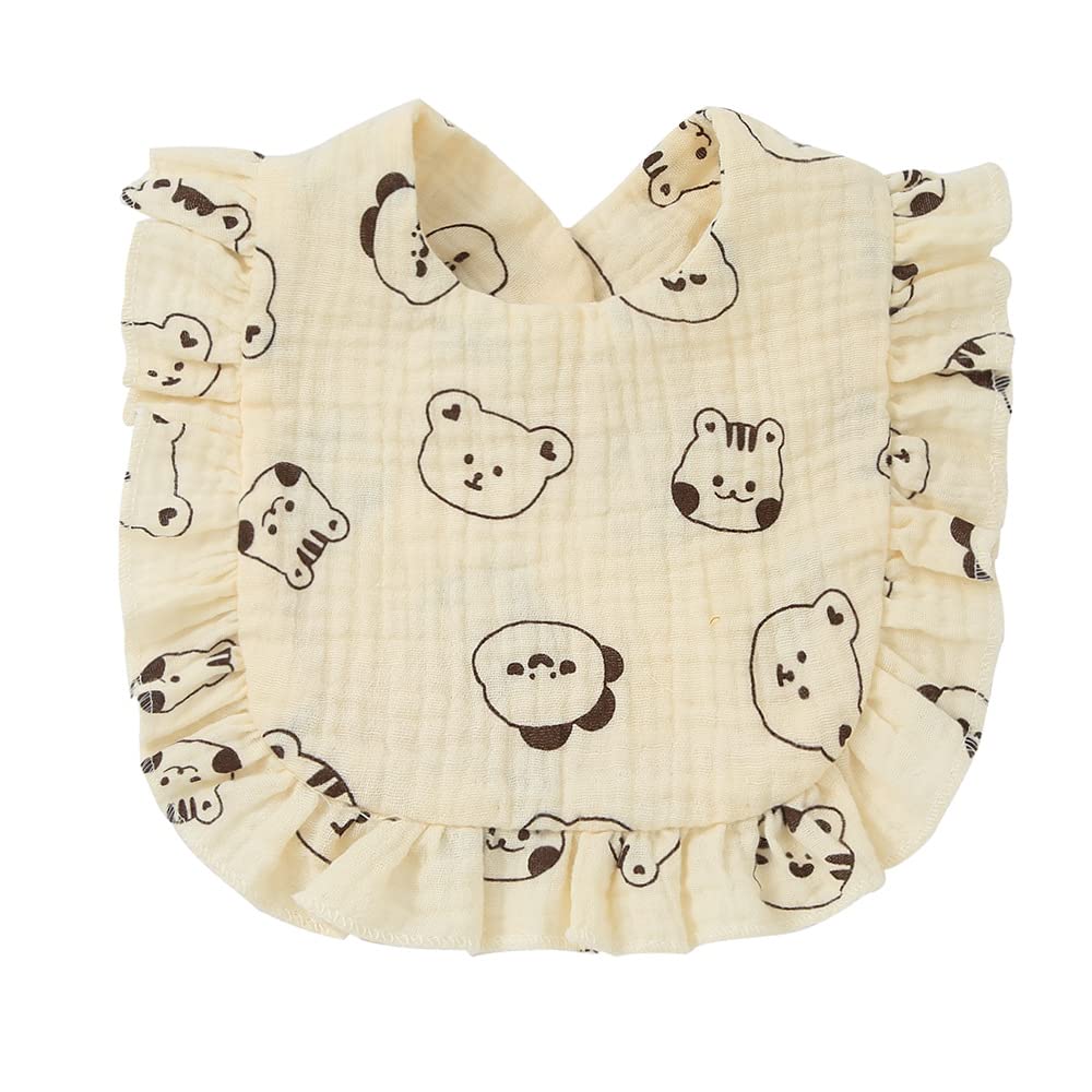 Nishine drool bib closeup; plush cotton keeps skin dry and comfortable.
