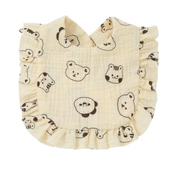Nishine drool bib closeup; plush cotton keeps skin dry and comfortable.