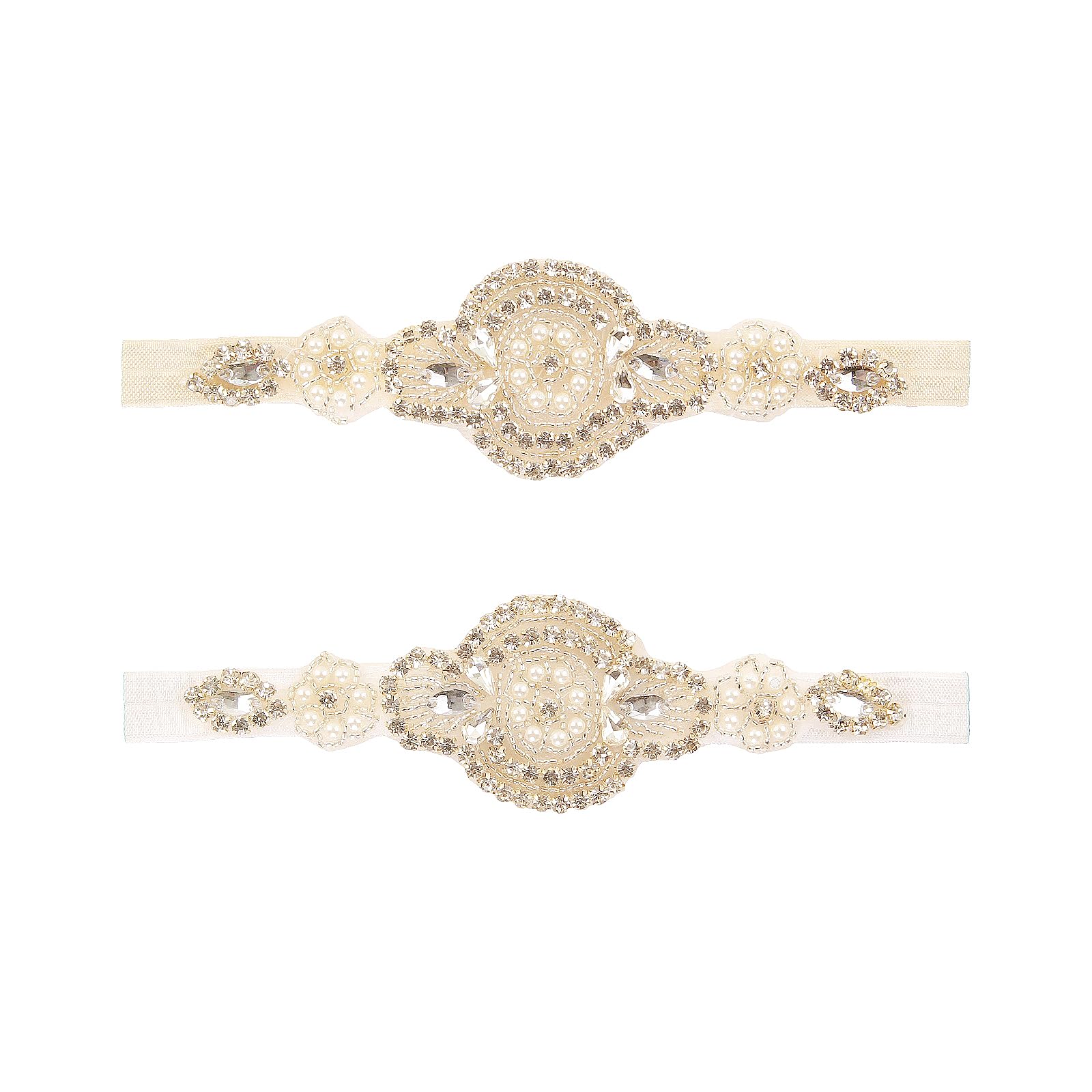 Nishine flower headband with white rhinestones for delicate christening looks.