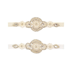 Nishine flower headband with white rhinestones for delicate christening looks.