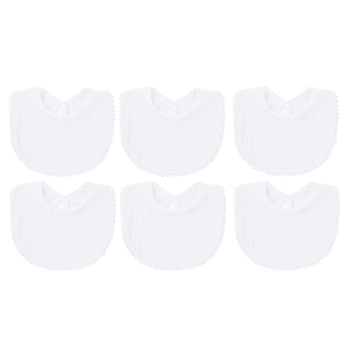 Nishine muslin baby drool bibs white pack viewed together for daily use