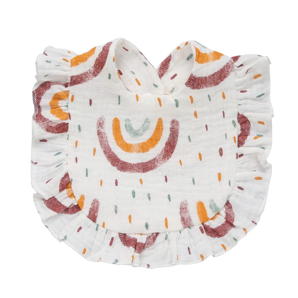 Nishine rainbow drool bibs closeup cotton texture highlights soft breathable material