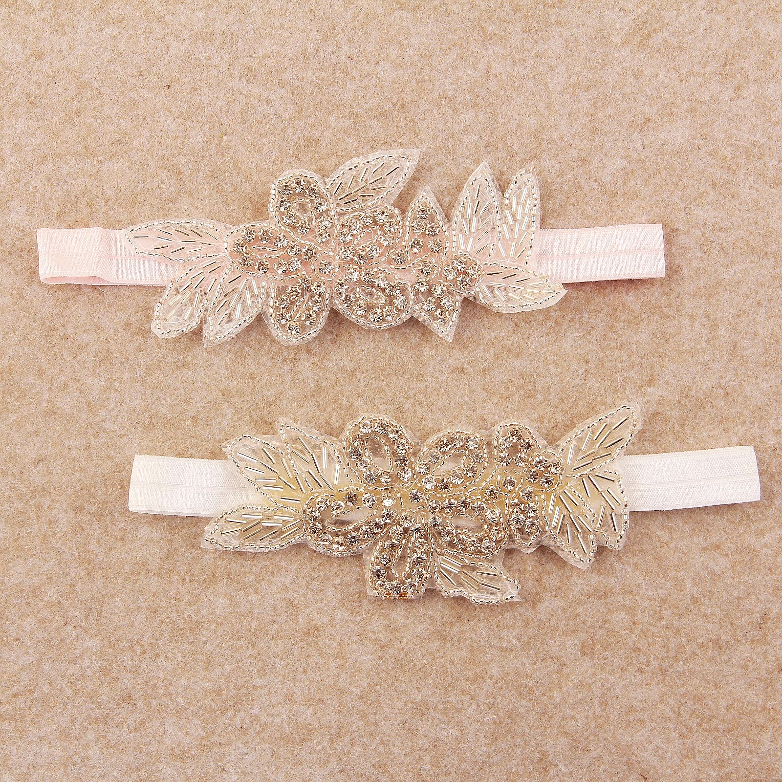 Nishine rhinestone flower headband with leaf pink design, complements dresses for weddings and parties.