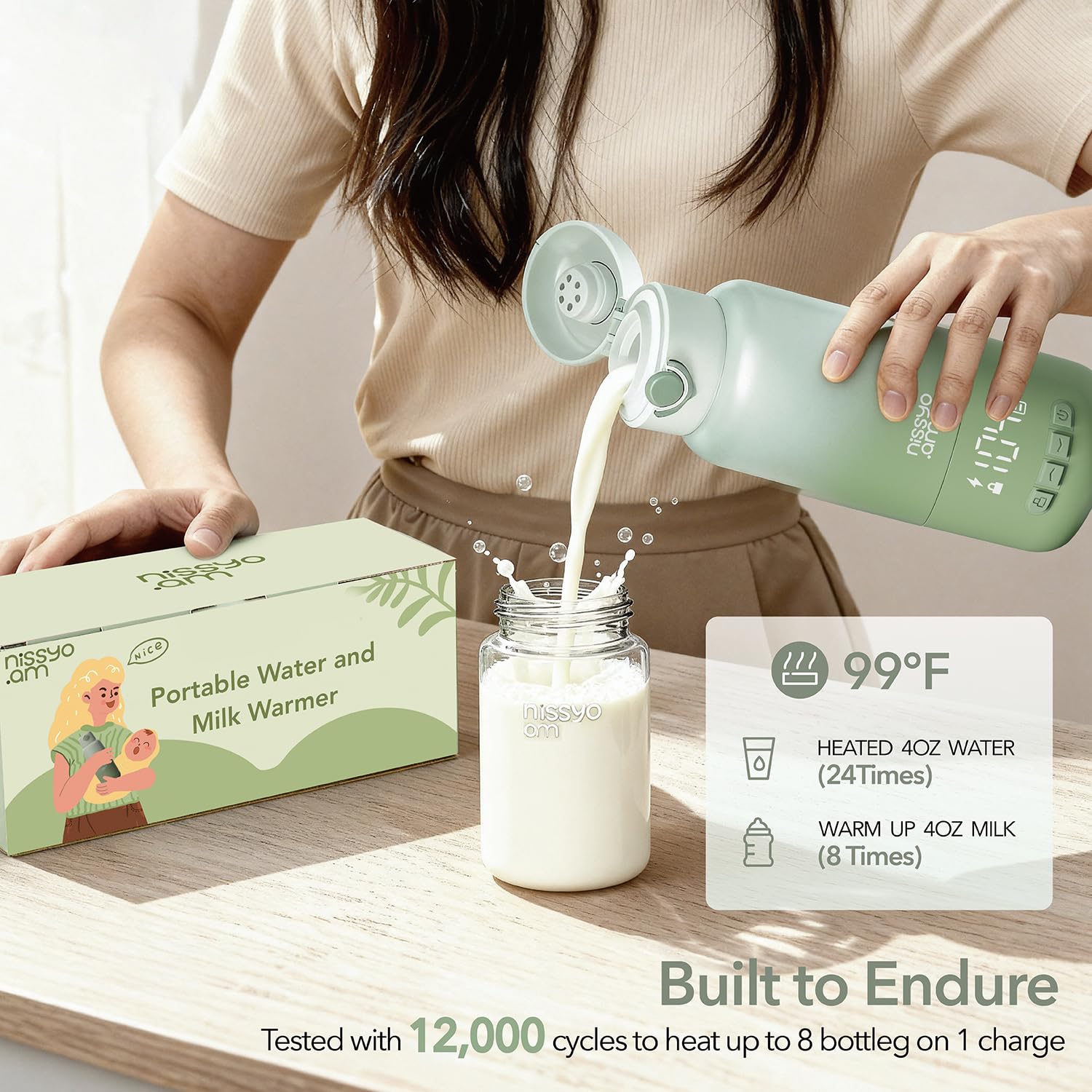 NISSYO.AM cordless quiet operation supports overnight or night feeds.